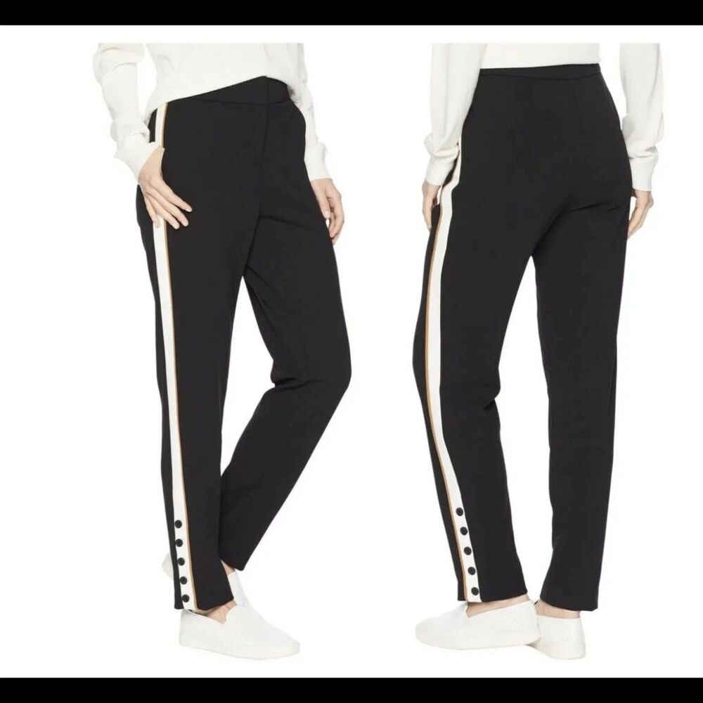 CALVIN KLEIN CONTRAST STRIPE BUTTON ON ANKLE PANTS